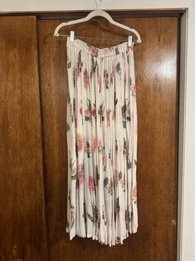 Floral Pleated Maxi Skirt - Pink Floral